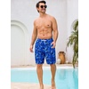 image:imageSILKWORLD Mens Swim Trunks with Compression Liner 9 Inch QuickDry Bathing Suit Beach Cargo Shorts with Zipper PocketsNavy Leaf Print