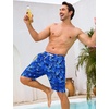 image:imageSILKWORLD Mens Swim Trunks with Compression Liner 9 Inch QuickDry Bathing Suit Beach Cargo Shorts with Zipper PocketsNavy Leaf Print
