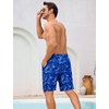 image:imageSILKWORLD Mens Swim Trunks with Compression Liner 9 Inch QuickDry Bathing Suit Beach Cargo Shorts with Zipper PocketsNavy Leaf Print