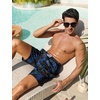 image:imageSILKWORLD Mens Swim Trunks with Compression Liner 9 Inch QuickDry Bathing Suit Beach Cargo Shorts with Zipper PocketsP01navy Blue Leaf