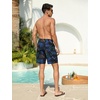 image:imageSILKWORLD Mens Swim Trunks with Compression Liner 9 Inch QuickDry Bathing Suit Beach Cargo Shorts with Zipper PocketsP01navy Blue Leaf