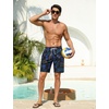 image:imageSILKWORLD Mens Swim Trunks with Compression Liner 9 Inch QuickDry Bathing Suit Beach Cargo Shorts with Zipper PocketsP01navy Blue Leaf