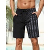 image:imageSILKWORLD Mens Swim Trunks with Compression Liner 9 Inch QuickDry Bathing Suit Beach Cargo Shorts with Zipper PocketsP02blackgrey American Flag