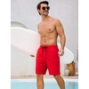 image:imageSILKWORLD Mens Swim Trunks with Compression Liner 9 Inch QuickDry Bathing Suit Beach Cargo Shorts with Zipper PocketsRed