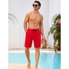 image:imageSILKWORLD Mens Swim Trunks with Compression Liner 9 Inch QuickDry Bathing Suit Beach Cargo Shorts with Zipper PocketsRed