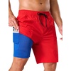image:imageSILKWORLD Mens Swim Trunks with Compression Liner 9 Inch QuickDry Bathing Suit Beach Cargo Shorts with Zipper PocketsRed