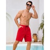 image:imageSILKWORLD Mens Swim Trunks with Compression Liner 9 Inch QuickDry Bathing Suit Beach Cargo Shorts with Zipper PocketsRed