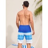 image:imageSILKWORLD Mens Swim Trunks with Compression Liner 9 Inch QuickDry Bathing Suit Beach Cargo Shorts with Zipper PocketsStripesbluewhite