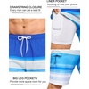 image:imageSILKWORLD Mens Swim Trunks with Compression Liner 9 Inch QuickDry Bathing Suit Beach Cargo Shorts with Zipper PocketsStripesbluewhite