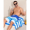image:imageSILKWORLD Mens Swim Trunks with Compression Liner 9 Inch QuickDry Bathing Suit Beach Cargo Shorts with Zipper PocketsStripesbluewhite