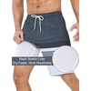 image:imageSILKWORLD Mens Swim Trunks with Compression Liner 9 Inch QuickDry Bathing Suit Beach Cargo Shorts with Zipper PocketsStripesnavyblue