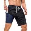 image:imageSILKWORLD Mens Swim Trunks with Compression Liner 9 Inch QuickDry Bathing Suit Beach Cargo Shorts with Zipper PocketsA01black