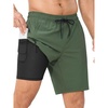 image:imageSILKWORLD Mens Swim Trunks with Compression Liner 9 Inch QuickDry Bathing Suit Beach Cargo Shorts with Zipper PocketsA02army Green