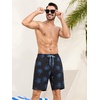 image:imageSILKWORLD Mens Swimming Trunks with Compression Liner 2 in 1 QuickDry 9 Swim Shorts with Zipper PocketsBlack Coconut Tree