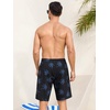 image:imageSILKWORLD Mens Swimming Trunks with Compression Liner 2 in 1 QuickDry 9 Swim Shorts with Zipper PocketsBlack Coconut Tree