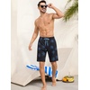 image:imageSILKWORLD Mens Swimming Trunks with Compression Liner 2 in 1 QuickDry 9 Swim Shorts with Zipper PocketsBlack Coconut Tree