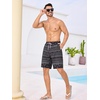 image:imageSILKWORLD Mens Swimming Trunks with Compression Liner 2 in 1 QuickDry 9 Swim Shorts with Zipper PocketsBlack Geometrical