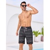 image:imageSILKWORLD Mens Swimming Trunks with Compression Liner 2 in 1 QuickDry 9 Swim Shorts with Zipper PocketsBlack Geometrical