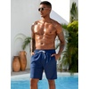 image:imageSILKWORLD Mens Swimming Trunks with Compression Liner 2 in 1 QuickDry 9 Swim Shorts with Zipper PocketsCopenhagen Blue