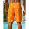 image:imageSILKWORLD Mens Swimming Trunks with Compression Liner 2 in 1 QuickDry 9 Swim Shorts with Zipper PocketsOrange Coconut Tree