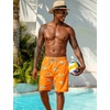 image:imageSILKWORLD Mens Swimming Trunks with Compression Liner 2 in 1 QuickDry 9 Swim Shorts with Zipper PocketsOrange Coconut Tree