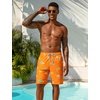 image:imageSILKWORLD Mens Swimming Trunks with Compression Liner 2 in 1 QuickDry 9 Swim Shorts with Zipper PocketsOrange Coconut Tree