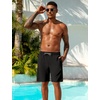 image:imageSILKWORLD Mens Swimming Trunks with Compression Liner 2 in 1 QuickDry 9 Swim Shorts with Zipper PocketsBlack