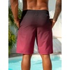image:imageSILKWORLD Mens Swimming Trunks with Compression Liner 2 in 1 QuickDry 9 Swim Shorts with Zipper PocketsRed Black Gradient