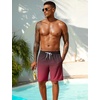 image:imageSILKWORLD Mens Swimming Trunks with Compression Liner 2 in 1 QuickDry 9 Swim Shorts with Zipper PocketsRed Black Gradient